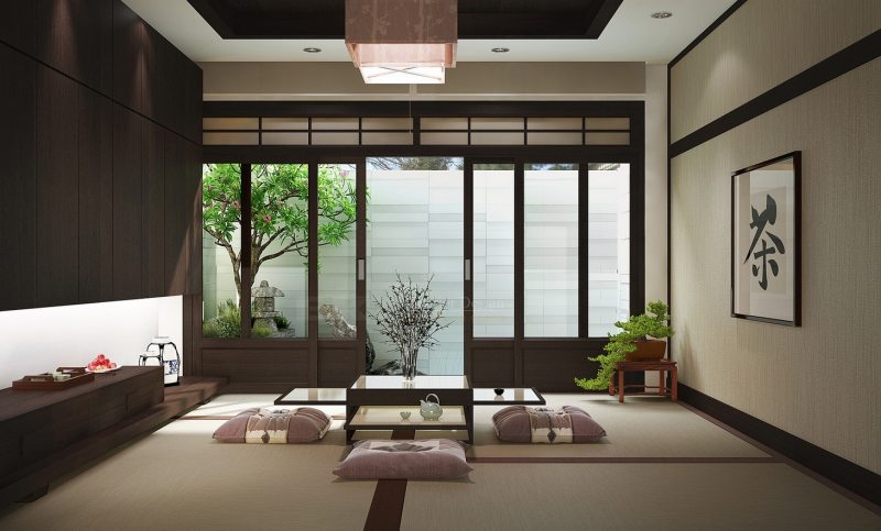 Дизайн гостиной в японском стиле